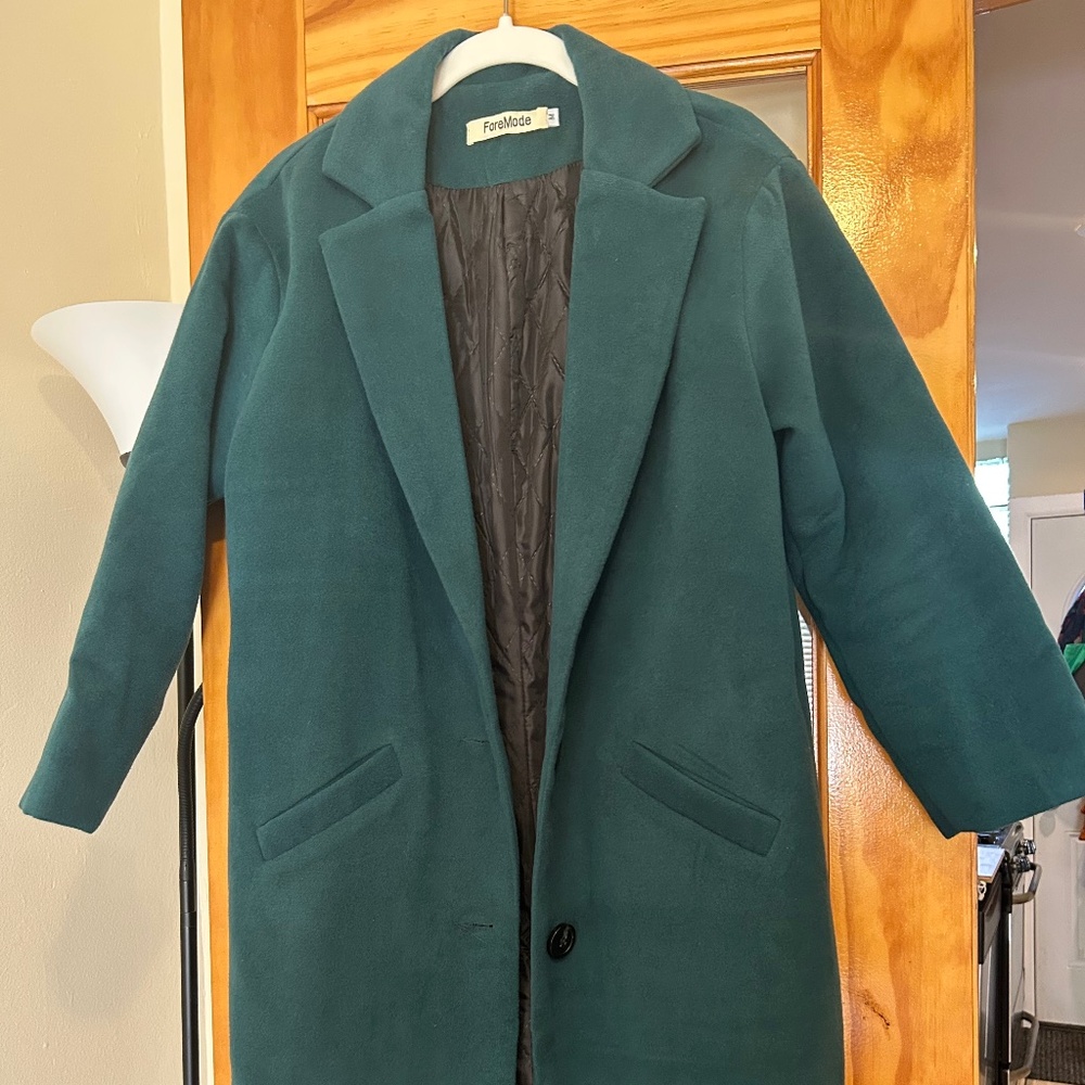 Long Green Vintage Coat, M